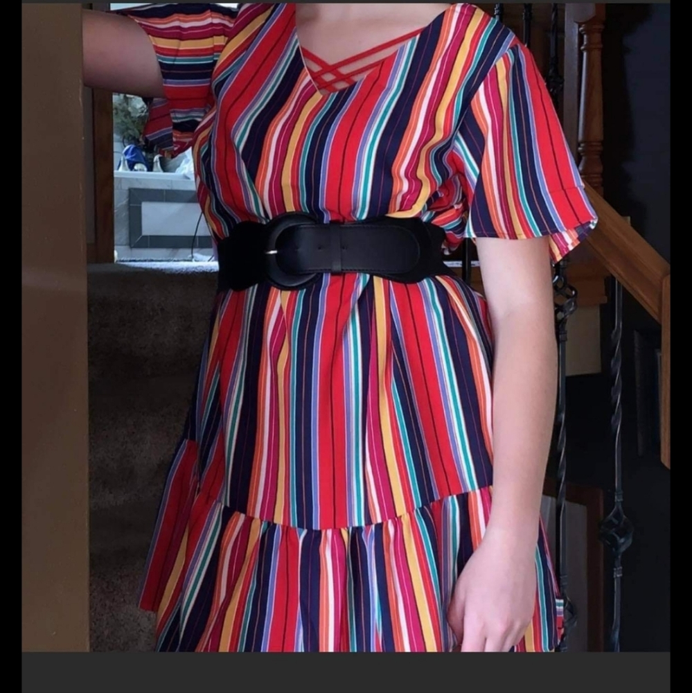 Multi colored Striped Dress sz med/Lg